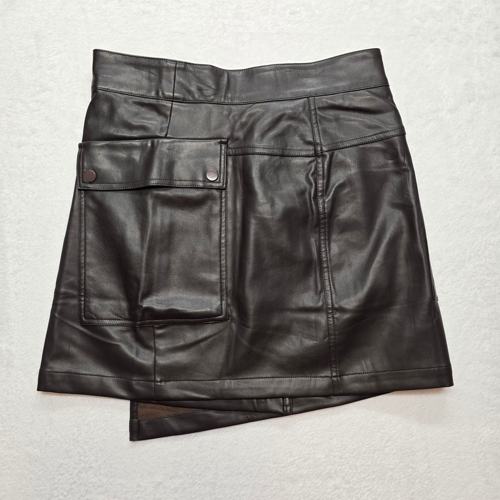 Bishop‎ + Young Faux Leather Mini Skirt Brown Vegan Leather Size S - Picture 2 of 8